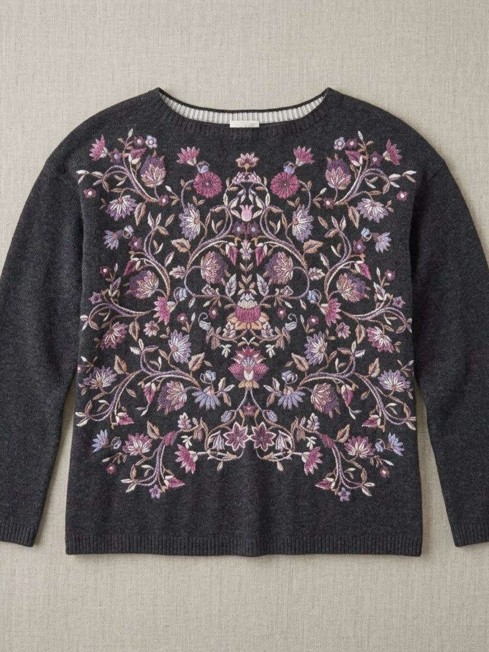 J. Jill Enchanted Floral Pullover Sweater Size Small Lightweight Crew Sweater